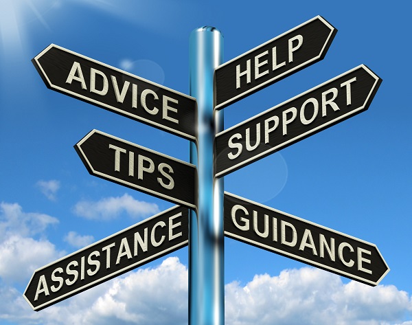 Advice Help Support And Tips Signpost Showing Information And Guidance